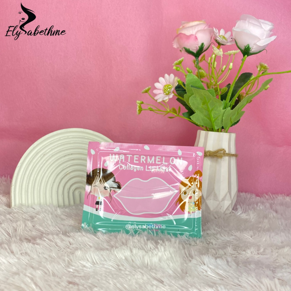 ✿ELYSABETHME✿ WATERMELON yeppu yeppu kiyowo collagen eyemask untuk mata panda dan lip mask untuk bibir kering umaskerin chingu