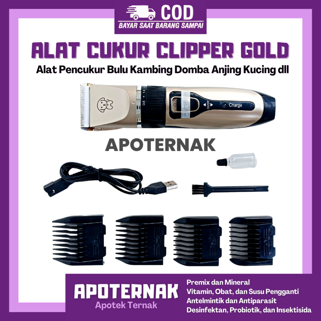 ALAT CUKUR HAIR CLIPPER | GOLD BATERAI | Alat Cukur Hewan Anjing Kucing Kambing Domba