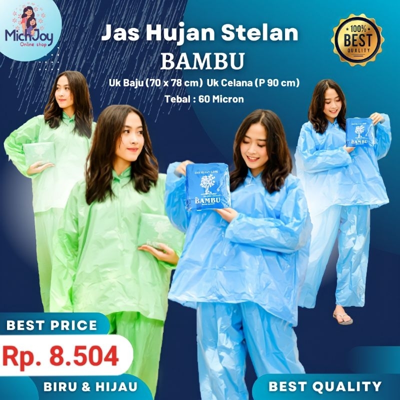 Jas Hujan Plastik Bambu Stelan Jaket Celana HDPE BAMBU STELAN