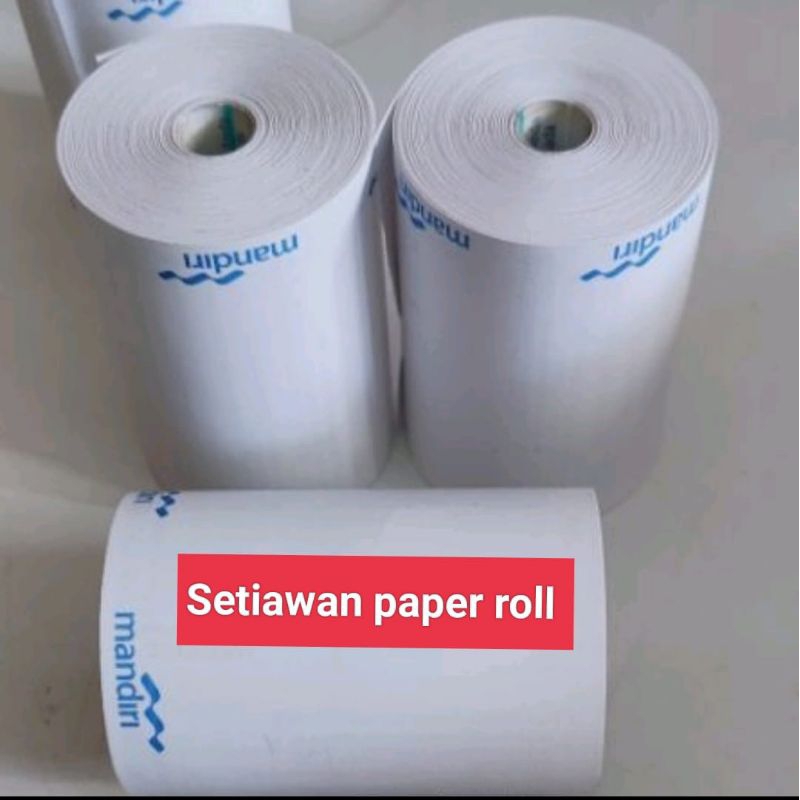 

Kertas kasir thermal logo mandiri ukuran 57x40 paket 1pcs/roll