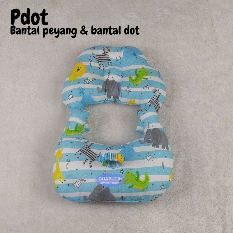 Bantal bayi anti peyang kombinasi motif zebra biru