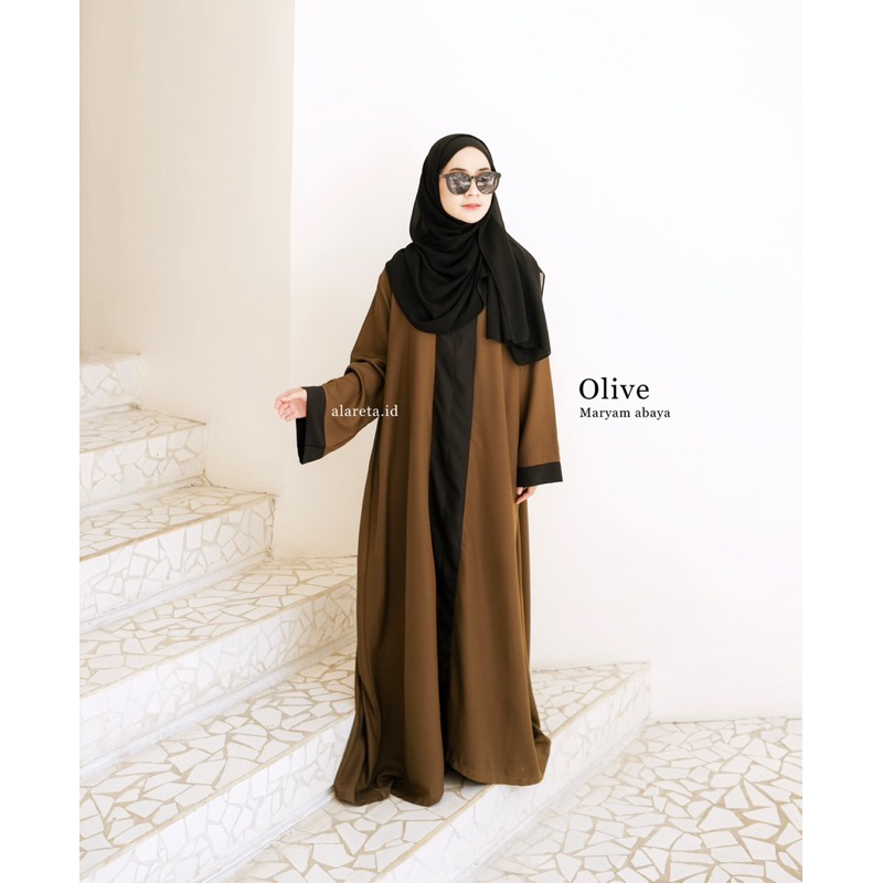 PRELOVED MARYAM ABAYA ALARETA SIZE S OLIVE DAN GREEN EMERALD