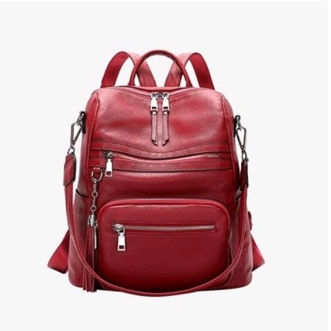 TAS RANSEL PREMIUM KULIT SINTETIS Ransel Wanita dengan Rumbai Saku Multipel