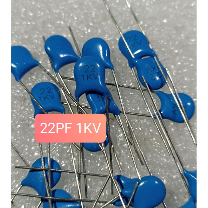 10BUAH KAPASITOR CERAMIC 22PF 1KV KERAMIK 22PF 1KF 22 PF BIRU