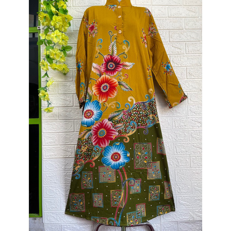 Longdress Kerah Mandarin Lengan Panjang Kencana Ungu Asli Label Biru Ld.120 cm | Daster Panjang Sema