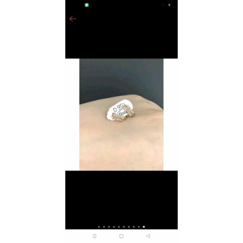 Anting jepit permata putih emas asli