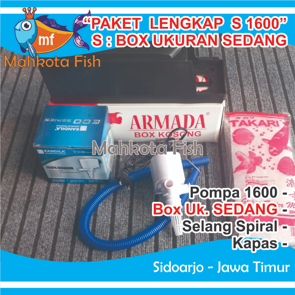 PAKET LENGKAP (S) SEDANG 1600 Top Filter Aquarium SEDANG &amp; Pompa Aquarium 1600 | HEMAT ENERGY (FREE Buble)