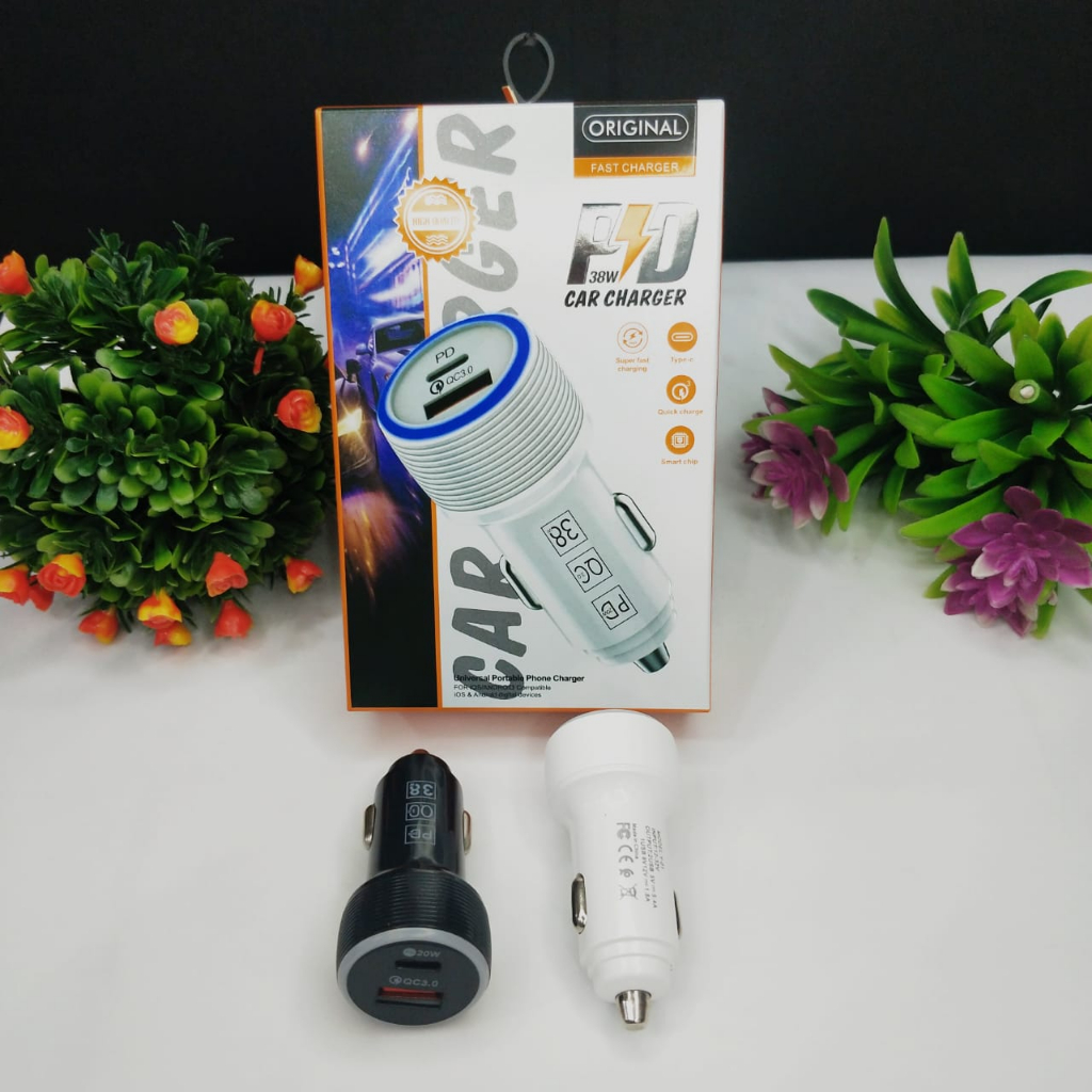 Batok Saver 38W Y-01 2 Lubang Usb PD &amp; Type C CAR CHARGER dual port output high quality packing import premium BY SMOLL