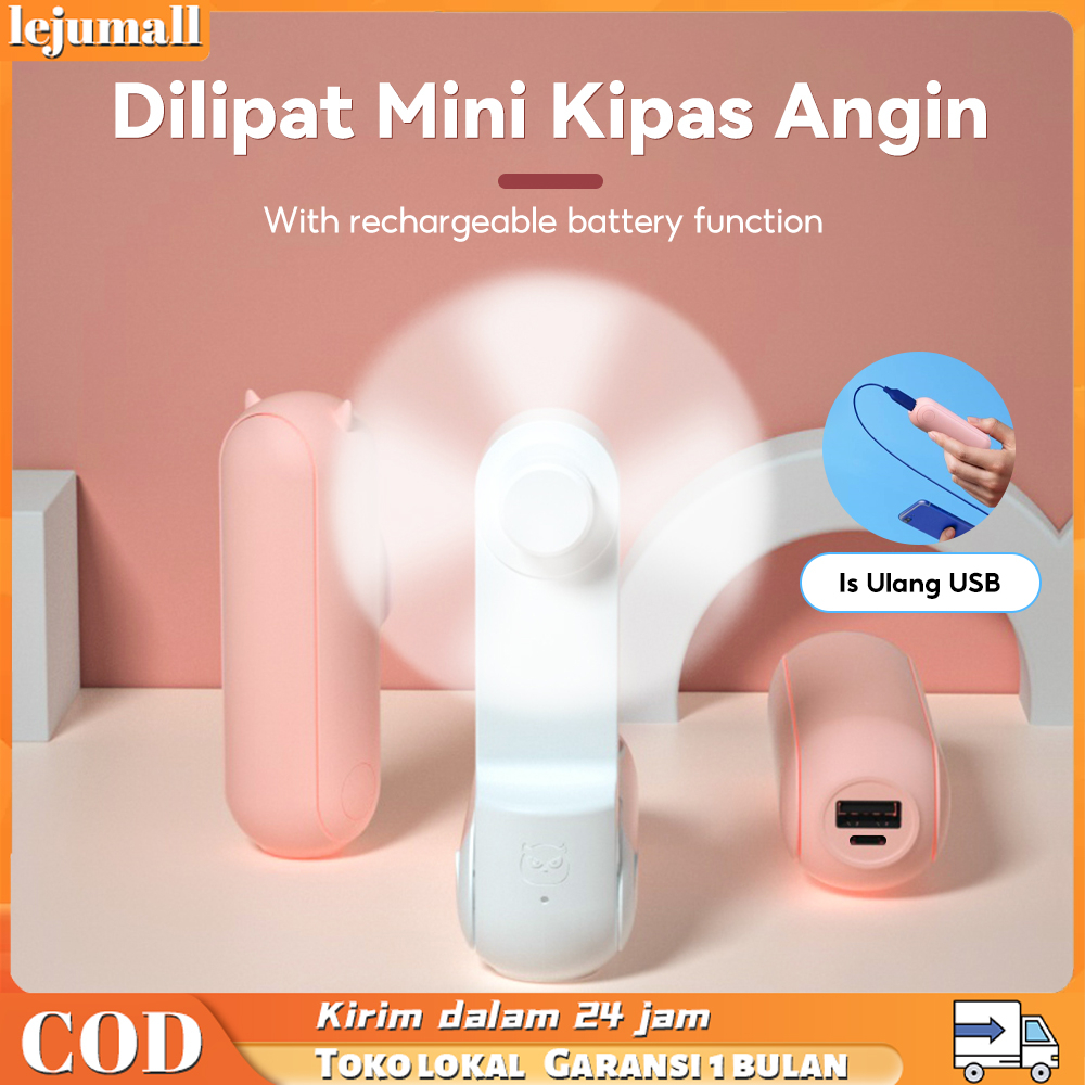 Kipas Angin Portable Fan 4800mah Power Bank+ Mini Fans USB Rechargeable Pocket Desk Handheld Folded Mini Fan