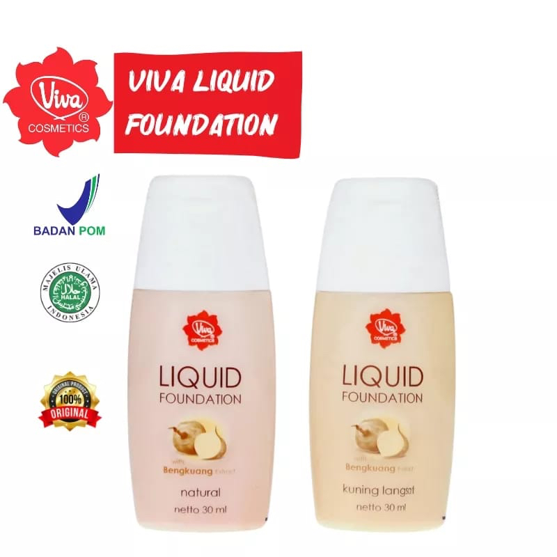 ✿ELYSABETHME✿ (🆅🅸🆅🅰) Viva liquid foundation with bengkuang alas bedak warna natural kuning langsat alas bedak bb cream alami