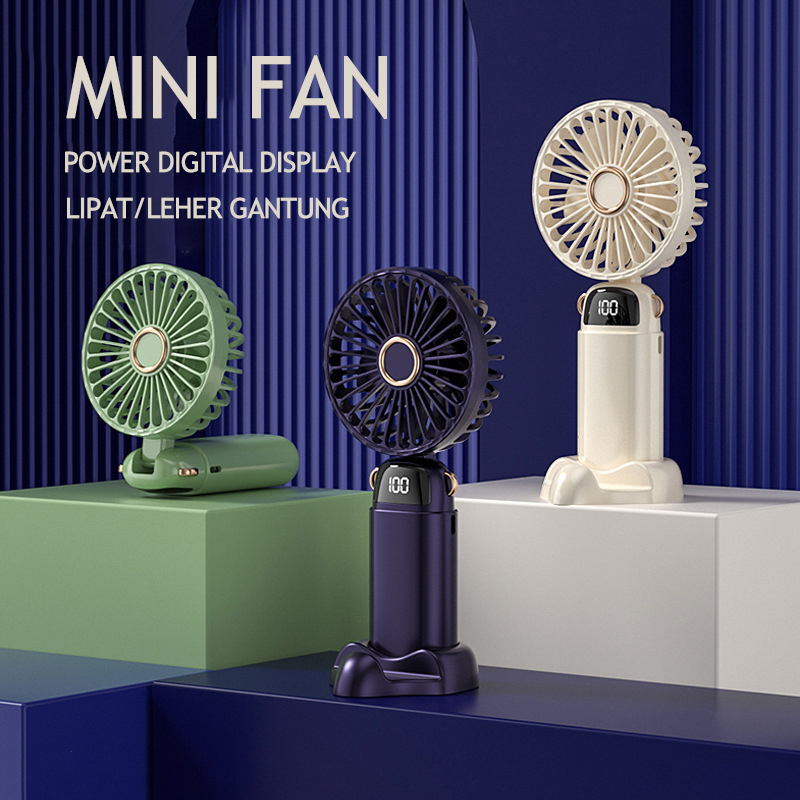 Kipas Lipat Leher 5-Speed Wind LED Display Hanging Neck Fan Kipas Leher USB Charge Kipas angin mini portable Gantung Leher Kipas Angin Leher Lipat Portabel USB