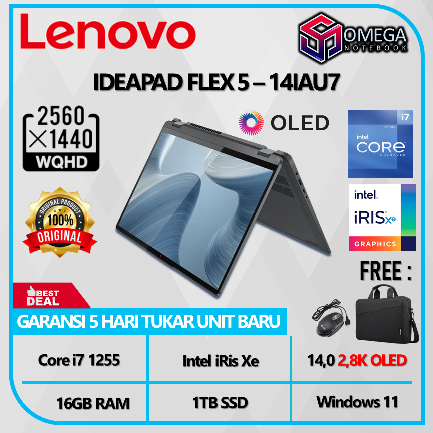 Lenovo Ideapad Flex 5 14 OLED i7 1255U 16GB 1TB SSD IRISXE 14.0 WUXGA IPS