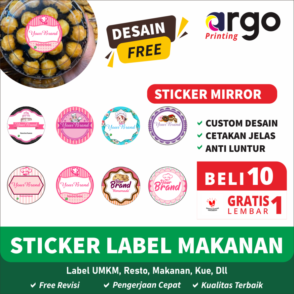 

Cetak Stiker Label Makanan Murah Berkualitas A3 Sticker Mirror Vinyl Transparant