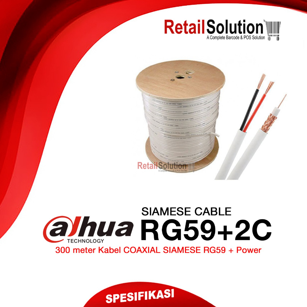 Kabel CCTV Coaxial RG59 RG-59 Siamese Cable - Dahua DH-PFM941I-RG59