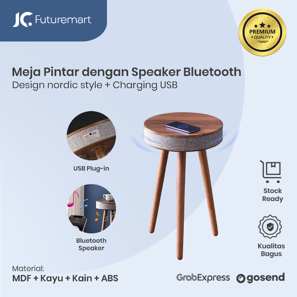 SOLEED MEJA SPEAKER BLUETOOTH 5.0 WIRELESS CHARGER COFFEE TABLE GT-001