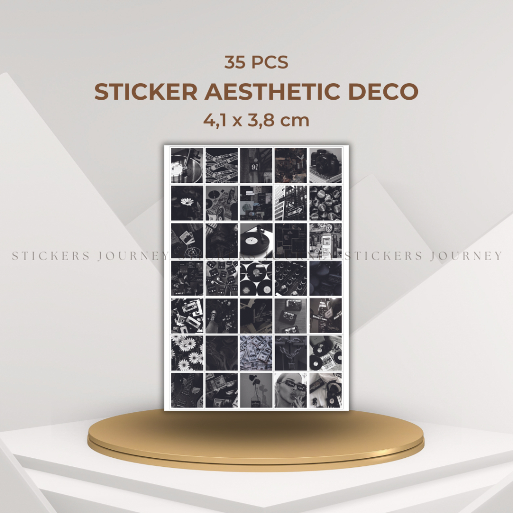 

35 pcs Sticker Aesthetic Black Series Sticker Deco Journal Scrapbook Album Glossy Paper Stiker Estetik Cutting Vintage Stiker Size 4,1 x 3,8 cm