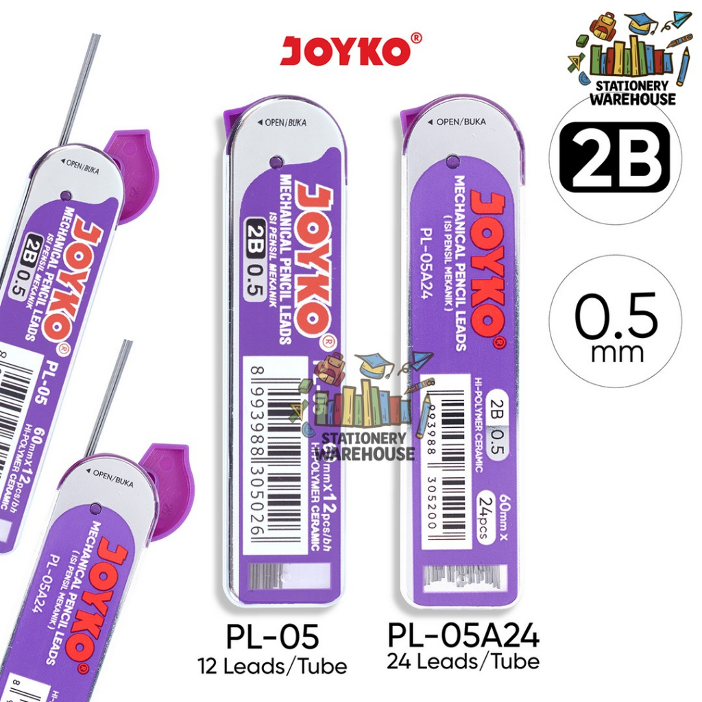 

Pencil Lead Isi Pensil Mekanik Joyko PL-05 2B 0.5 mm PL-05A24 isi 12 dan 24