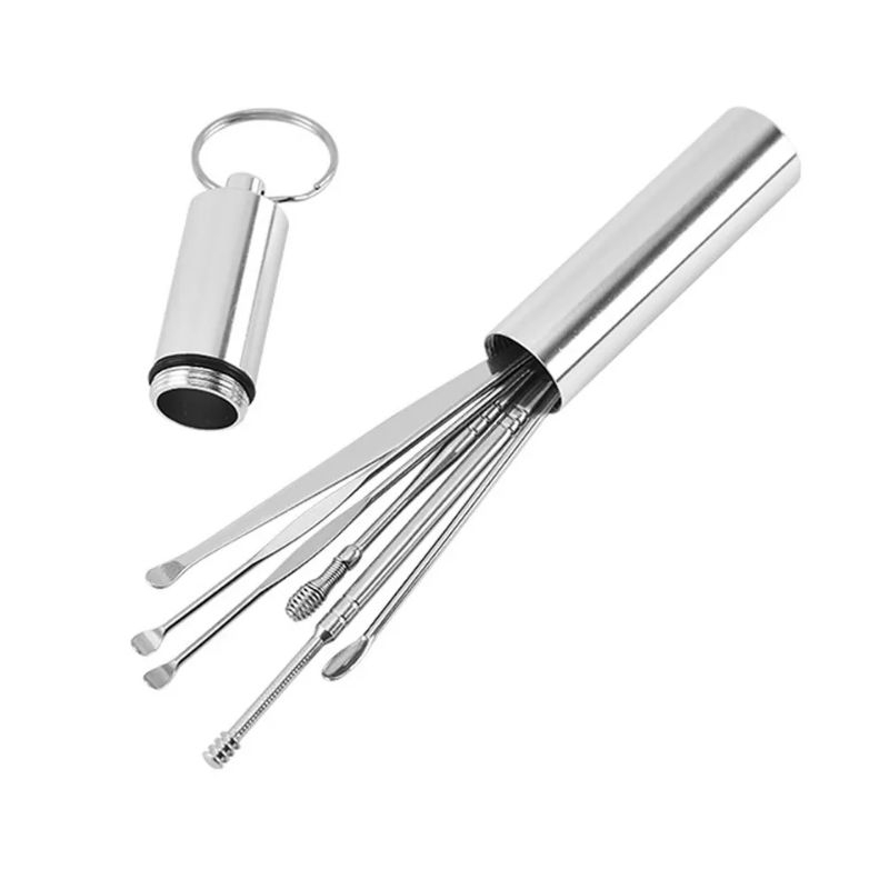 STAINLESS ANTI KARAT ALAT PEMBERSIH KOTORAN TELINGA PAKET KOREK KUPING ISI 6PCS EAR WAX PICKER