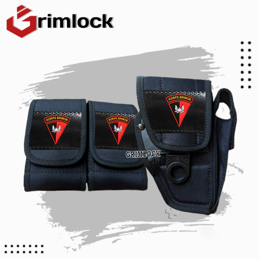 Sarung Pistol Hitam Brimob / Magazen Double / Holster Pendek