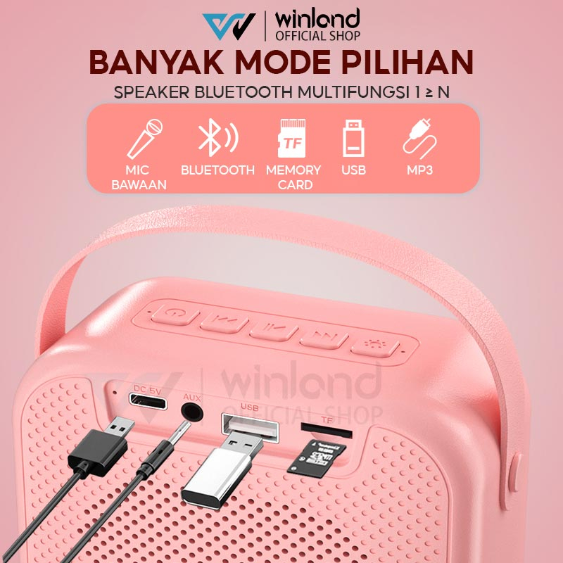 Winland 1 MIC speaker bluetooth karaoke 1SET  Wireless 2 Warna  (Dapat terhubung ke HP/TV,Komputer)-2