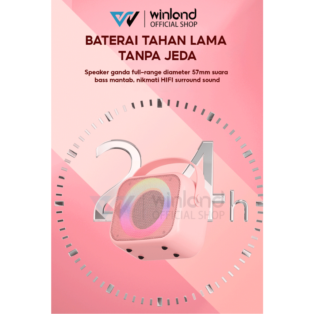 Winland 1 MIC speaker bluetooth karaoke 1SET  Wireless 2 Warna  (Dapat terhubung ke HP/TV,Komputer)-4