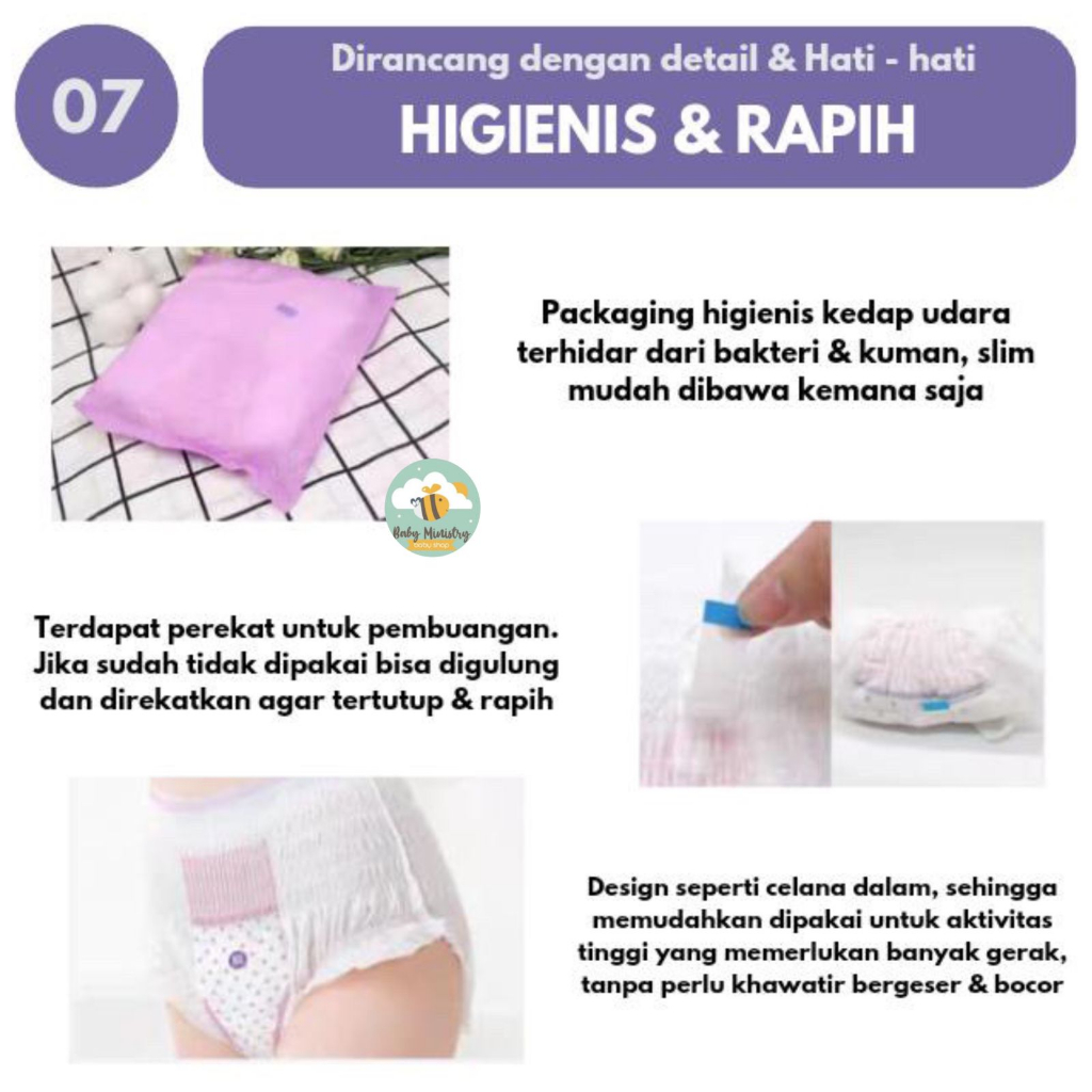 OCHEERS Sanitary Napkins Pants 1 Pack Isi 2 - Celana Menstruasi / pembalut bersalin nifas / pembalut menstruasi bentuk celana / hypoallergenic / katun lembut / SAP diapers / popok celana / anti bocor