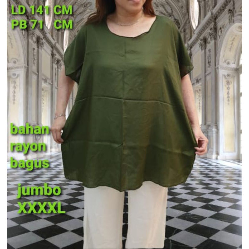 rayon baju super jumbo XXXL  tgn blon motip kotak