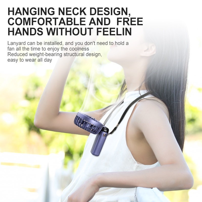 Kipas Lipat Leher Hanging Neck Fan Kipas Leher USB Charge Kipas angin mini portable Gantung Leher Kipas Angin Leher Lipat 5-Speed Wind LED Display