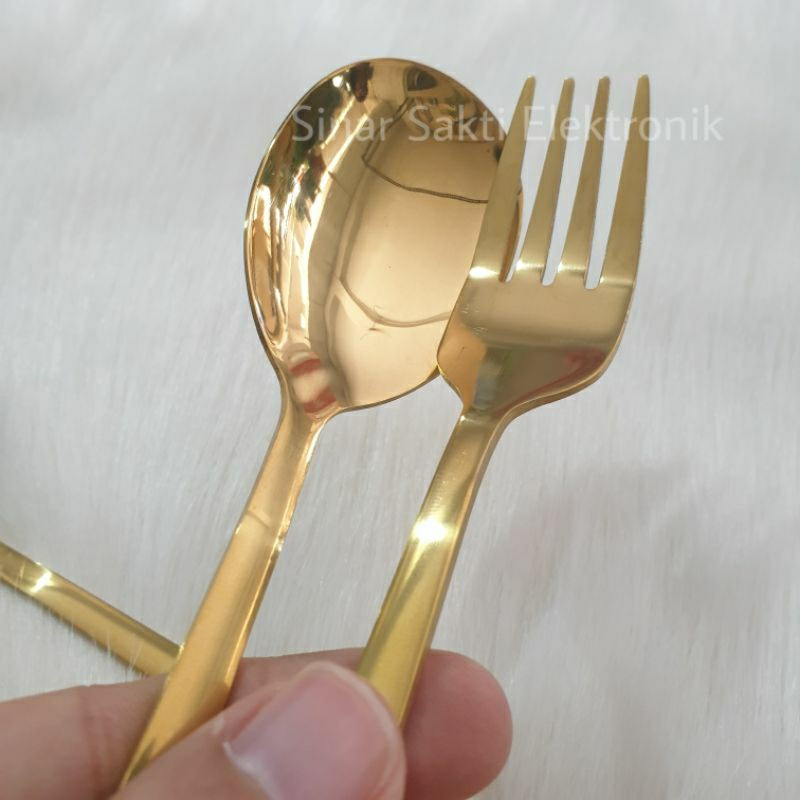 Sendok Garpu Korea Stainless Steel Gold Emas Korean Spoon Fork 1 Pcs