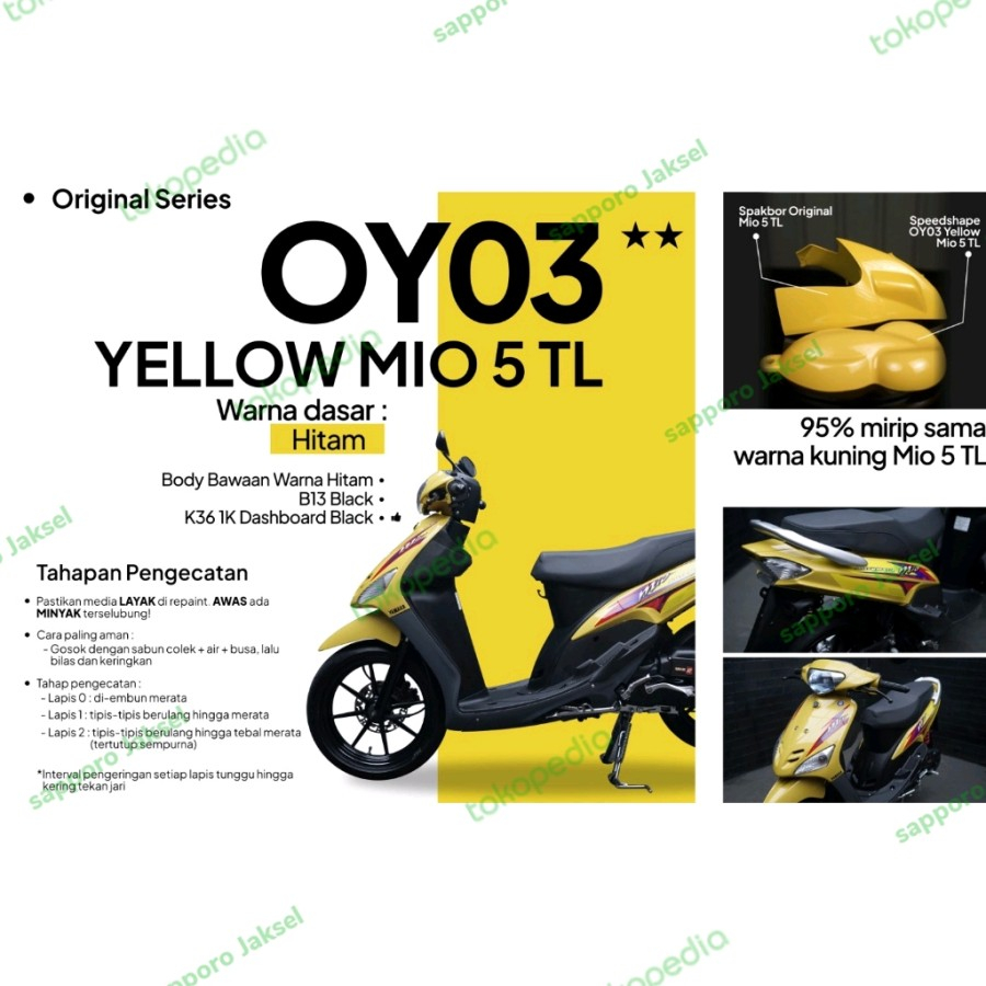 SAPPORO ULTIMATE ** OY03 YELLOW MIO 5TL YAMAHA ORIGINAL Kuning Cat Semprot Paint Pylox Pilox