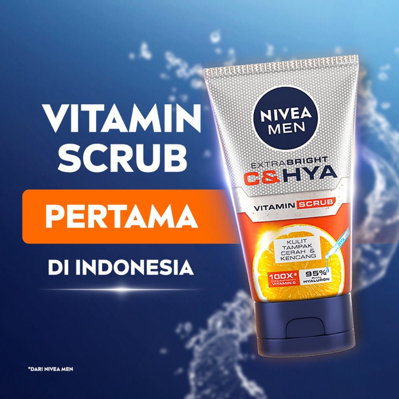 NIVEA MEN Extra Bright C&amp;HYA Vitamin Face Scrub 100ml - Sabun Cuci Muka Pria untuk Mencerahkan Wajah