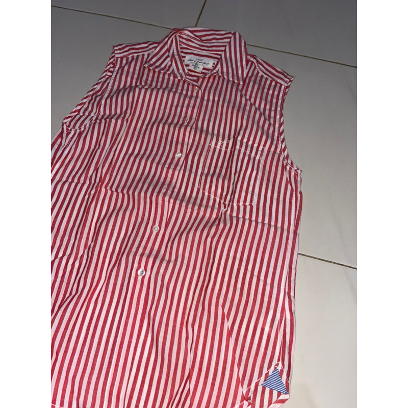 PRELOVED H&M KEMEJA GARIS-GARIS (NO SLEEVES)