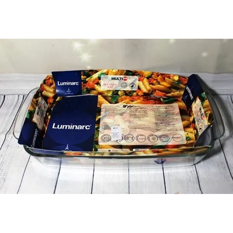 Loyang Kaca 3.3L Luminarc Rectangular Dish 35x24cm Multi One J6811