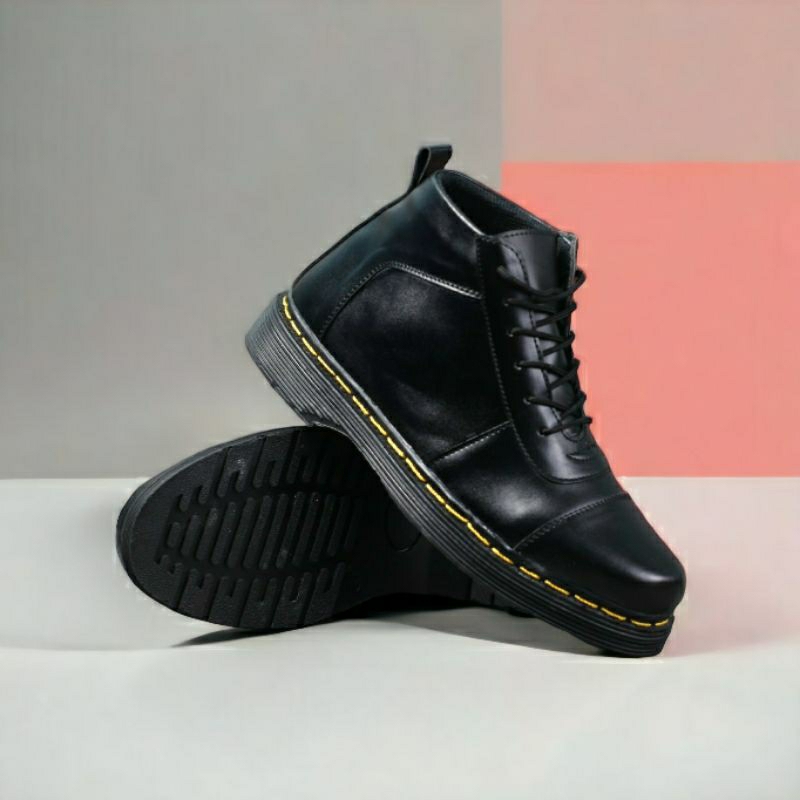 bungkusuku - Sepatu Boots Docmart Pria Kekinian Casual Kerja Formal Hitam Trendi