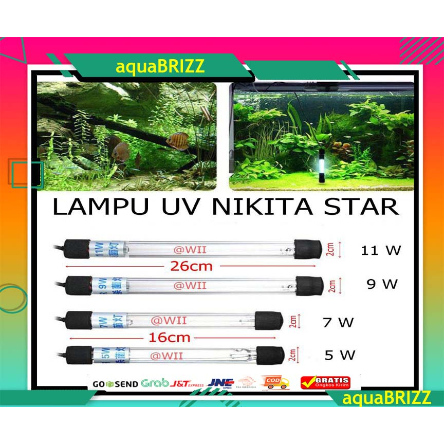 NIKITA STAR 5 7 9 11 watt Lampu UV ultra violet aquarium aquascape anti lumut