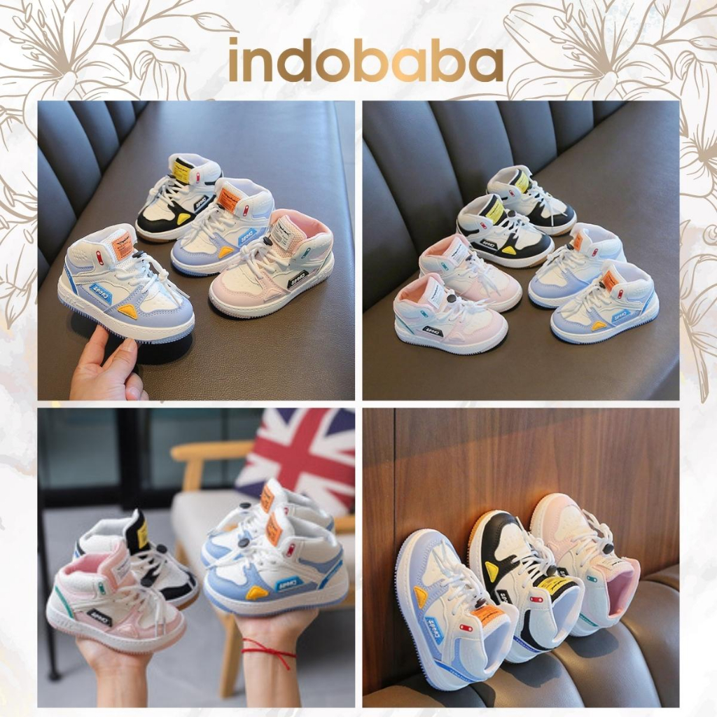 indobaba Sepatu Sneakers Anak Laki Laki Perempuan Sneakers Sekolah 1-7 Tahun Sport Import S124