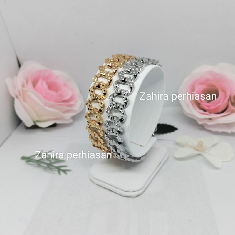 2 pcs gelang wanita sisik naga gold and silver titanium