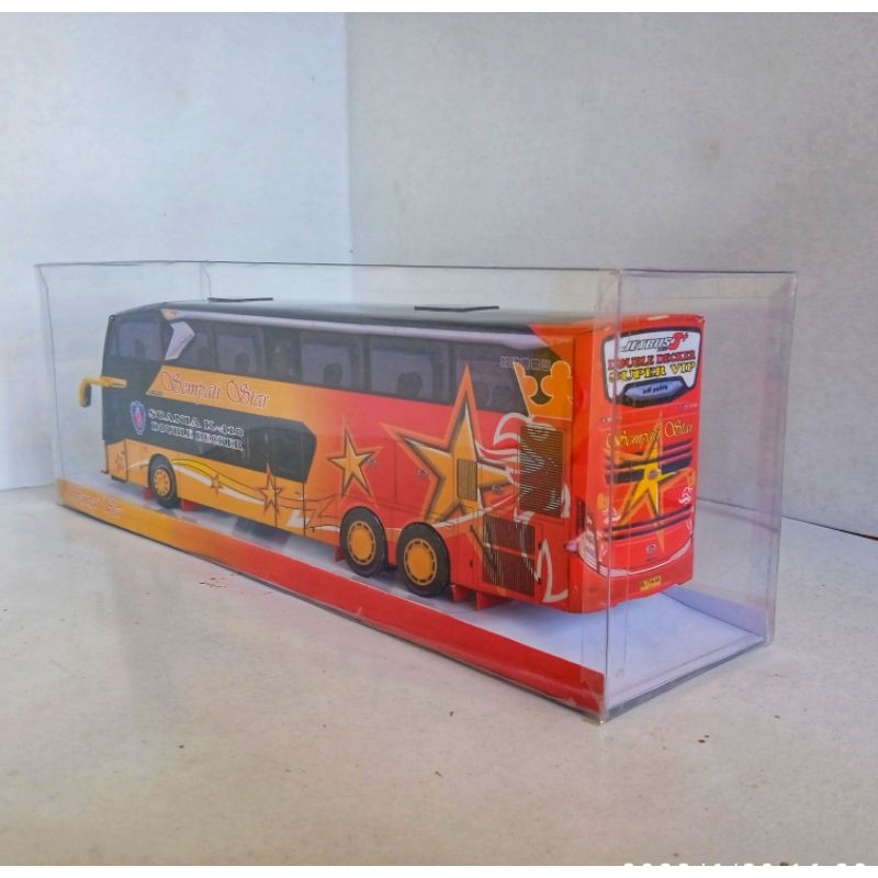 Miniatur Bus Kertas PO Sempati Star, Skala 50, Pakai kotak plastik mika