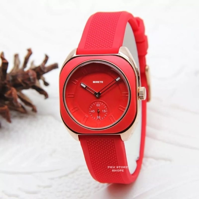 Jam Tangan Wanita Mirete Analog Original Strap Silikon Elegan Sporty Mewah COD || Jam Tangan Wanita Kekinian Bestseller Murah Dan Terlaris Analog Sesuai foto