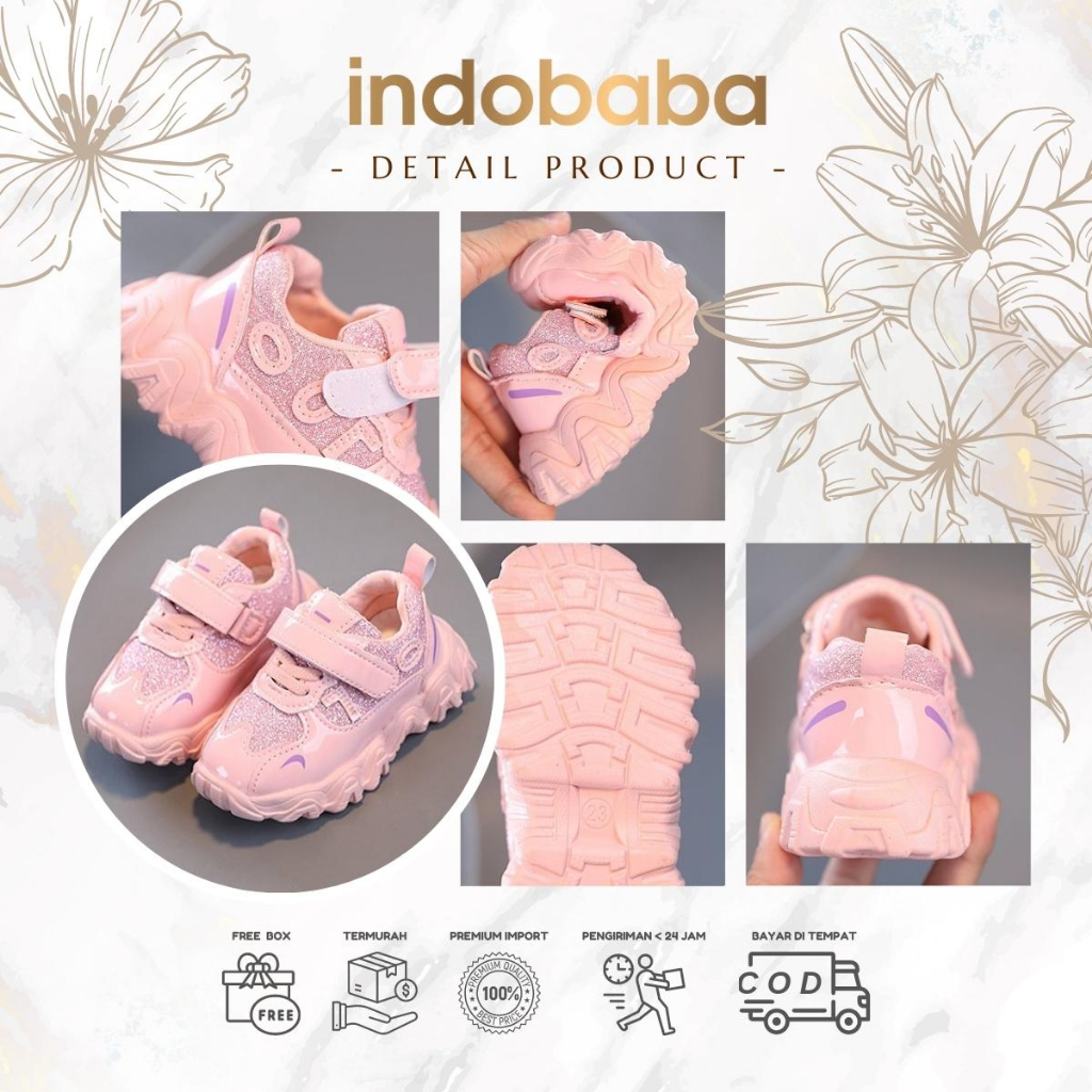 indobaba Sepatu Anak Perempuan Sneakers Anak Sport Fashion Import Premium 1-5 Tahun S169