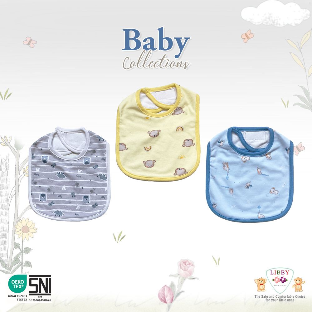 1 Pcs LIBBY Slaber Full Print Bayi Motif For Boy Girl (All Size)