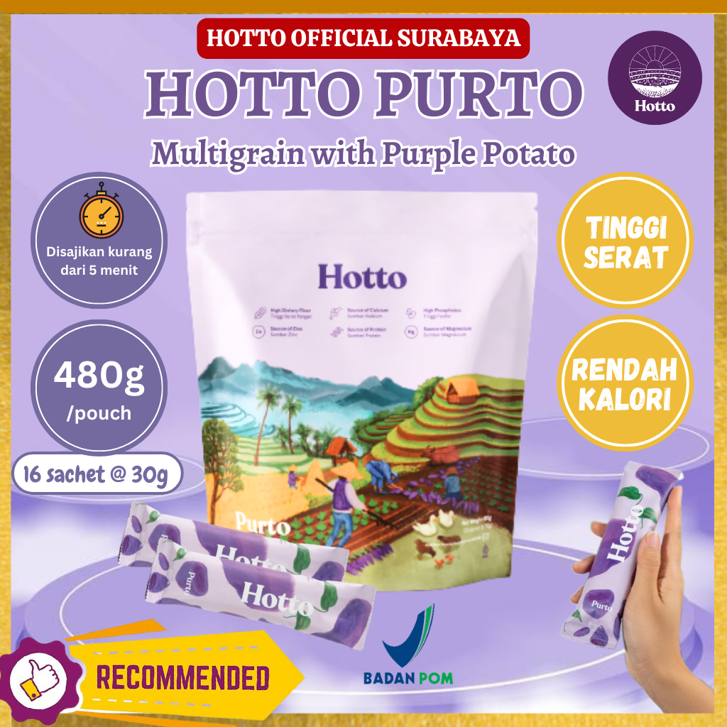 

HOTTO PURTO Superfood Multigrain with Purple Potato (1 Pouch x 480gr) - Minuman Antioksidan Ubi Ungu Original