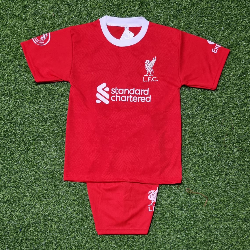 Jersey baju kaos bola Liverpool/setelan baju kaos bola anak