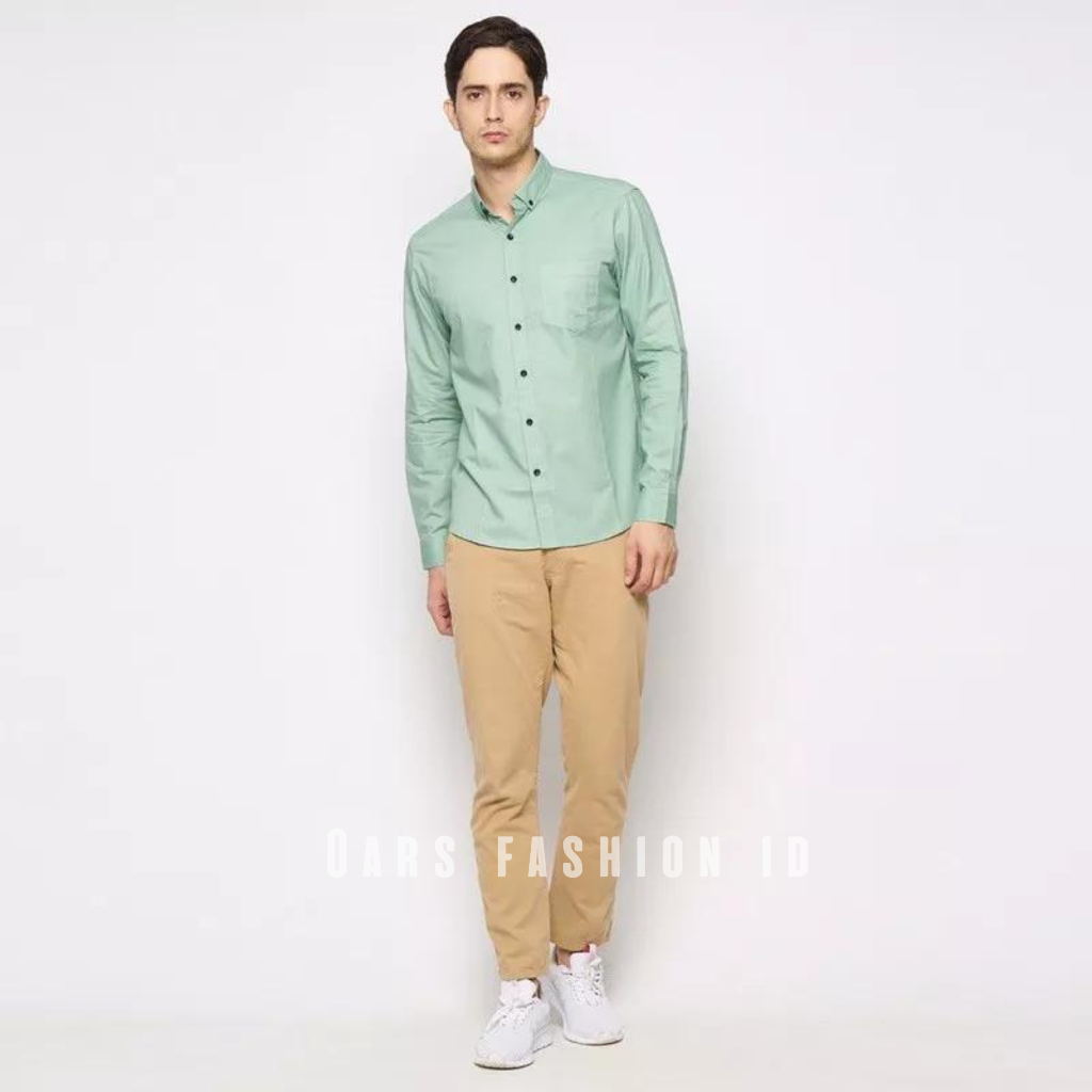 kemeja polos hijau sage tosca softgreen toska pria lengan panjang dan pendek jumbo couple kemeja ayah dan anak