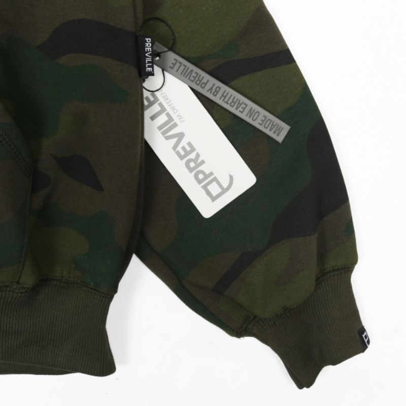 SWEATER HOODIE PREVILLE SUBSCRIPT CAMO ARMY