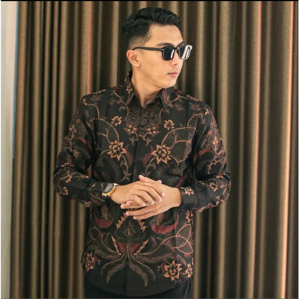 SULTAN Kemeja Batik Solo Pria Cowok Lengan Panjang Premium Furing Modern Katun Terlaris Sragenan