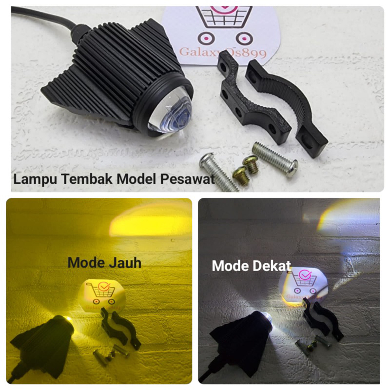 Lampu Tembak Model Pesawat Jet 20Watt Warna Putih-Kuning Dan Putih-Putih - Lampu Tembak Sorot High Low Variasi