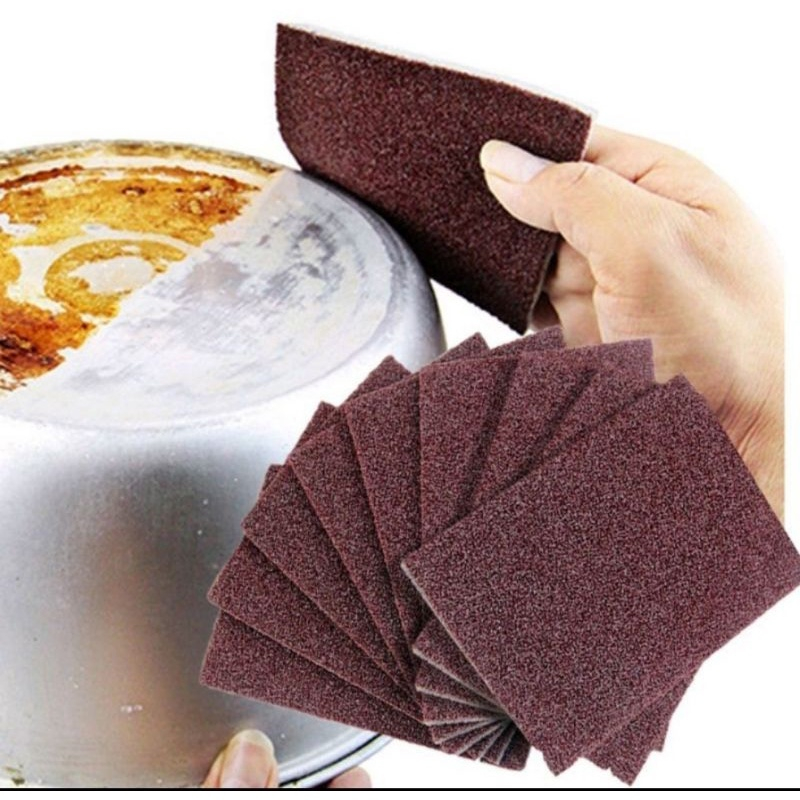 (clashop)SPONS COKLAT CUCI PIRING Nano emery Magic brush Pembersih Kerah Panci Wajan sabut coklat Dapur Magic Rust Cleaner Sponge