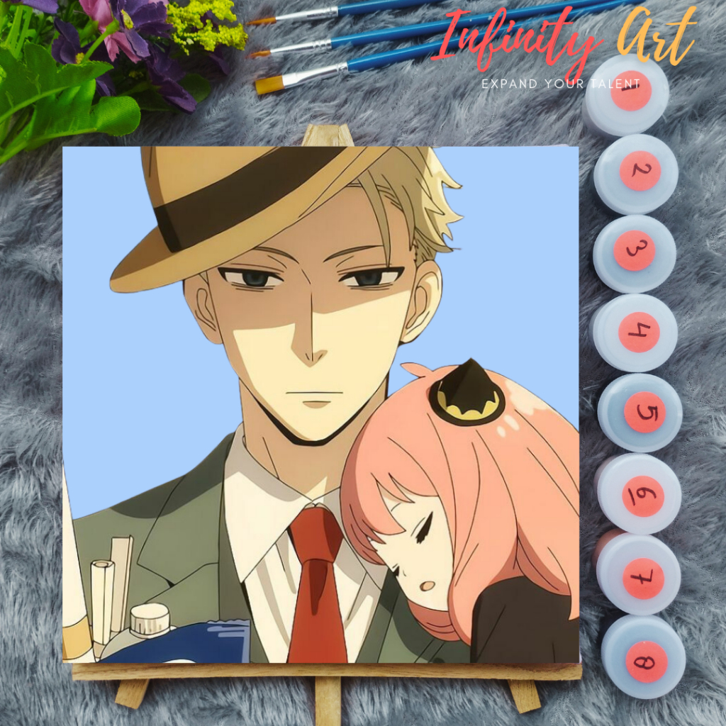 

Paint by Number Anime Spy x Family Loid Forger - DIY Kit Melukis Kanvas 20x20 cm Lengkap Frame - Siap Lukis / Canvas Painting Kit