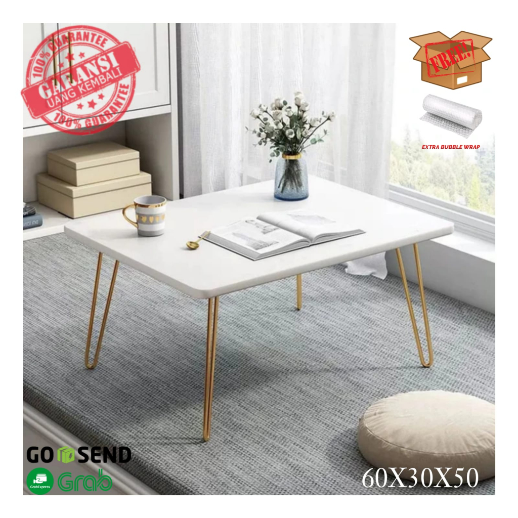 [COD] Meja Tamu Putih 60x30x50 Minimalis GOLD Meja Kerja / Belajar Meja Cafe Lesehan BERGARANSI!